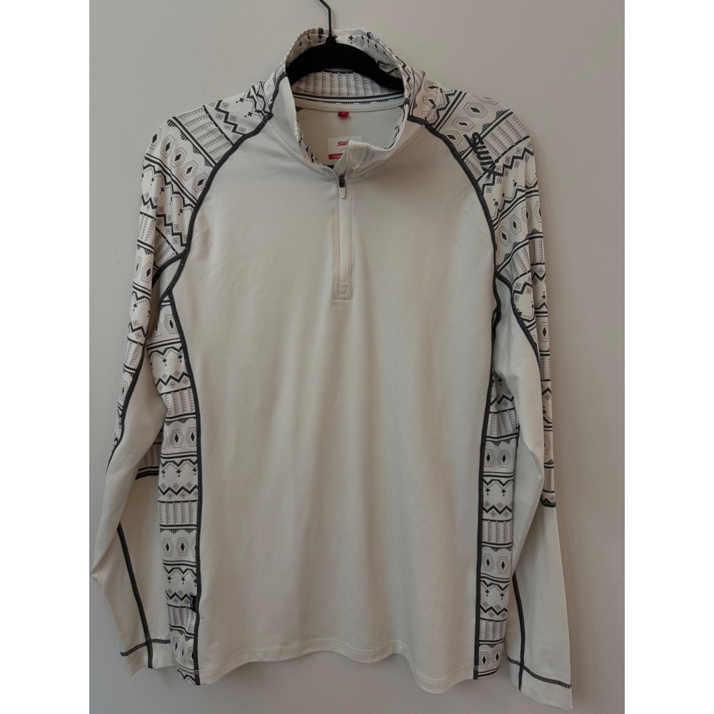 Swix Women's XL Long Sleeve Performance Base Layer Ski Top White Print